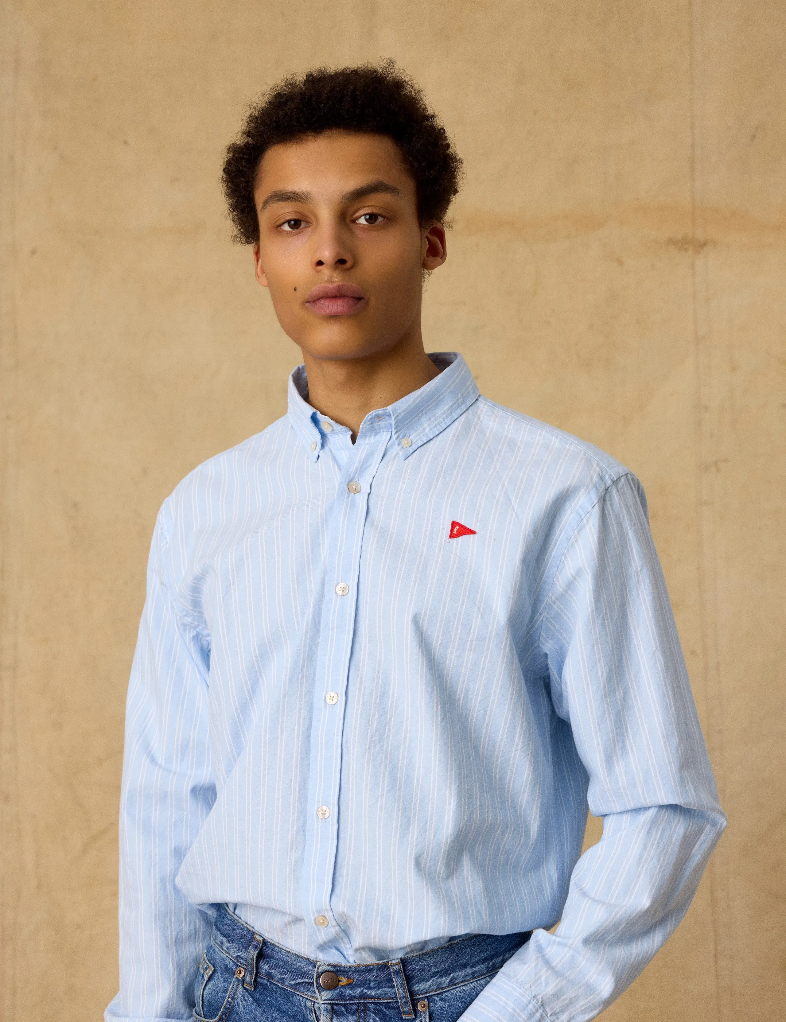 FLAG REGULAR FIT OXFORD SHIRT - LIGHT BLUE STRIPE sold by Foret product image thumbnail 2