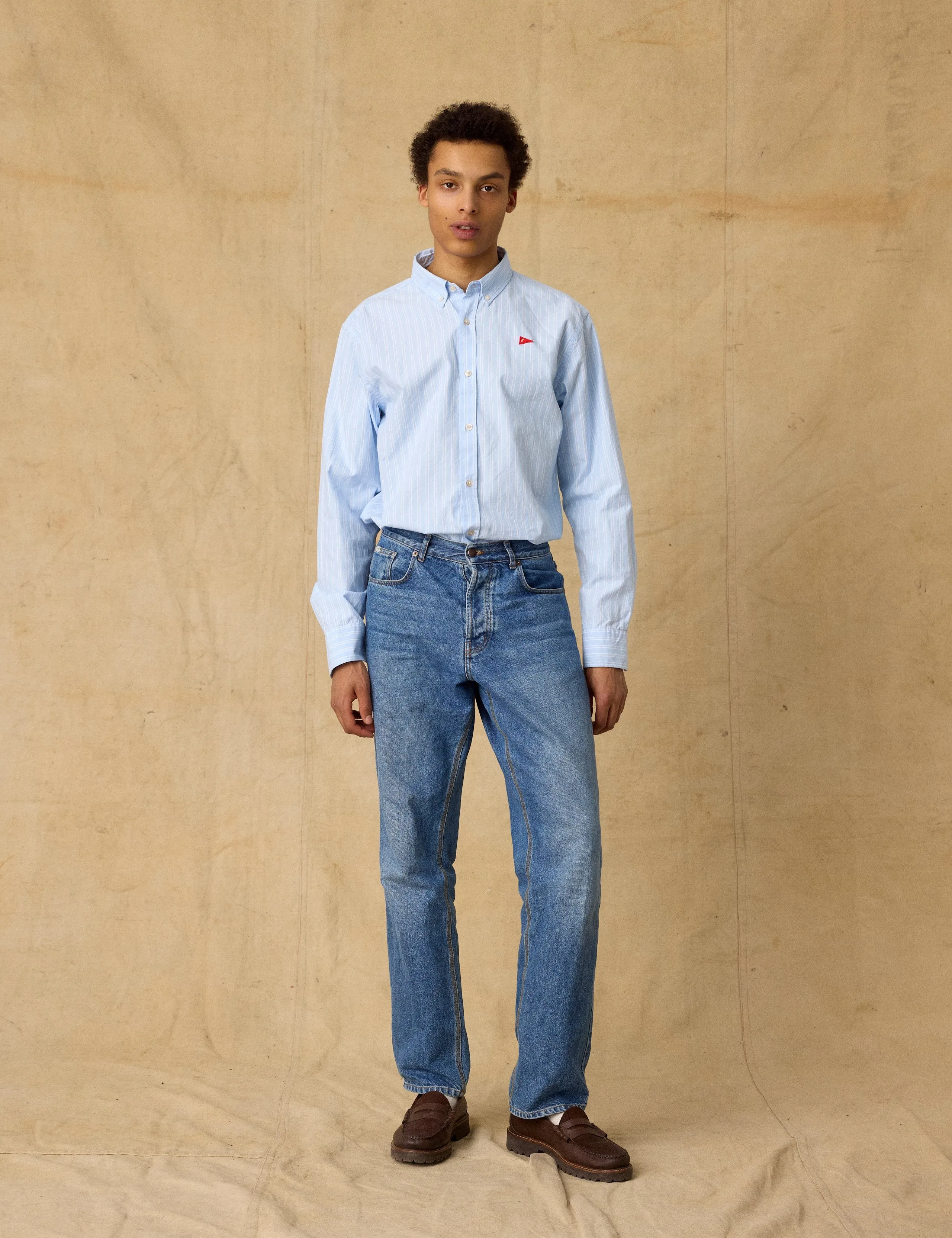 FLAG REGULAR FIT OXFORD SHIRT - LIGHT BLUE STRIPE sold by Foret product image thumbnail 4