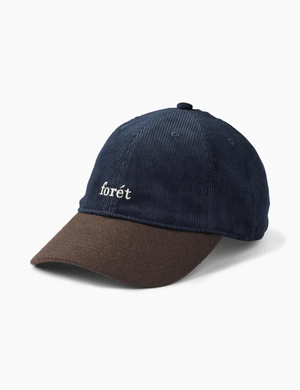 HAWK CORDUROY WOOL CAP - NAVY/BROWN sold by Foret
