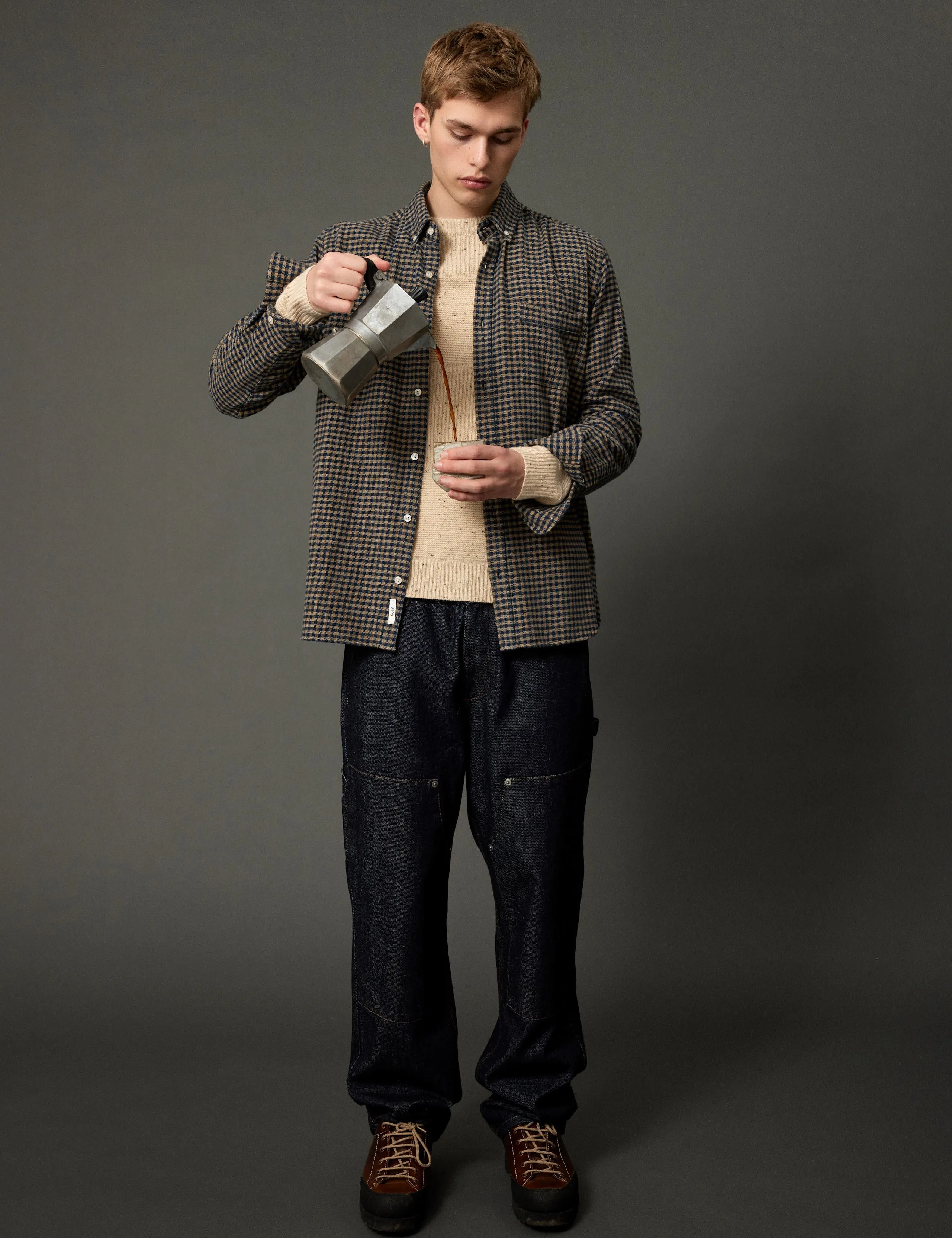 CREEK FLANNEL SHIRT - BURNT KHAKI/NAVY sold by Foret product image thumbnail 2