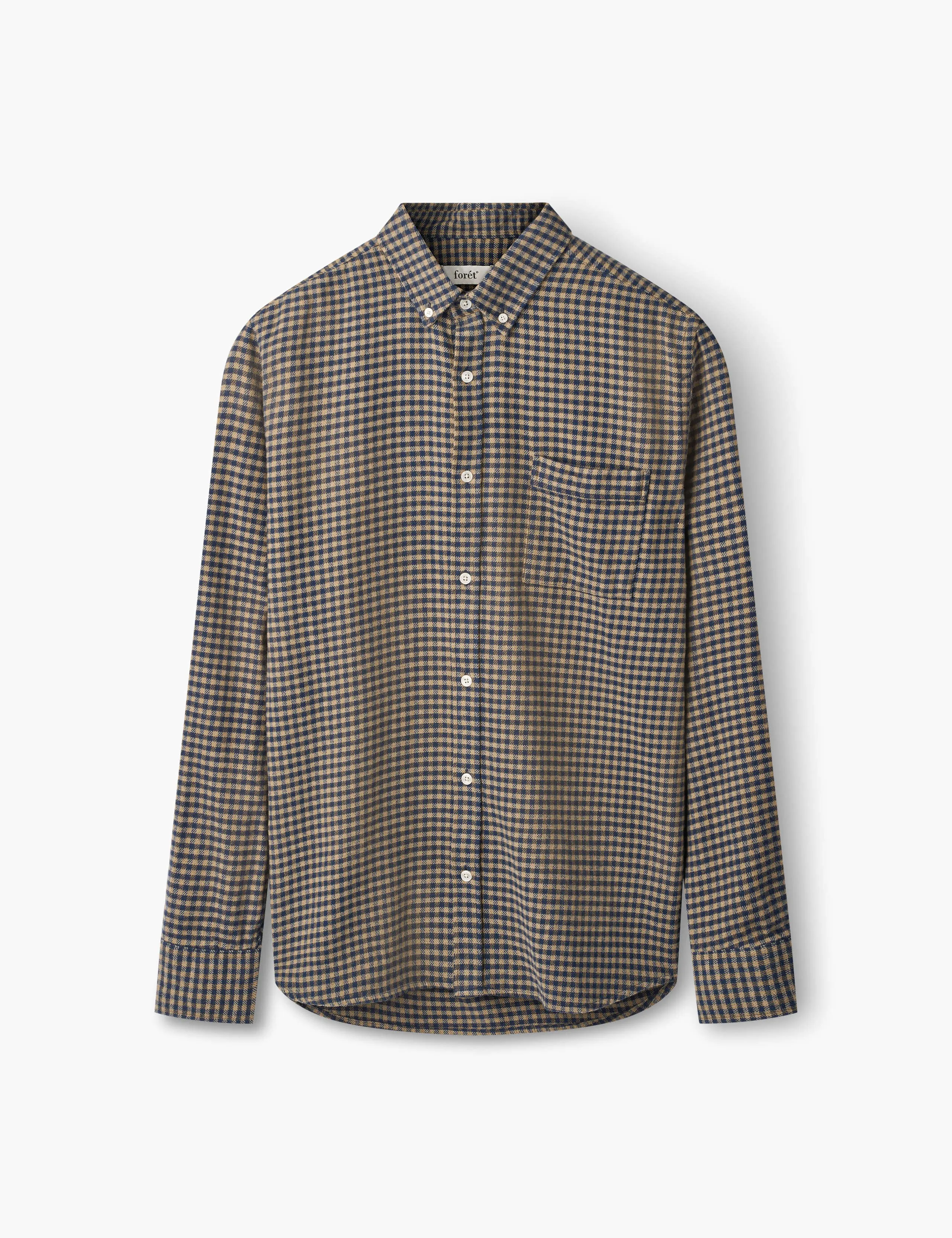 CREEK FLANNEL SHIRT - BURNT KHAKI/NAVY sold by Foret