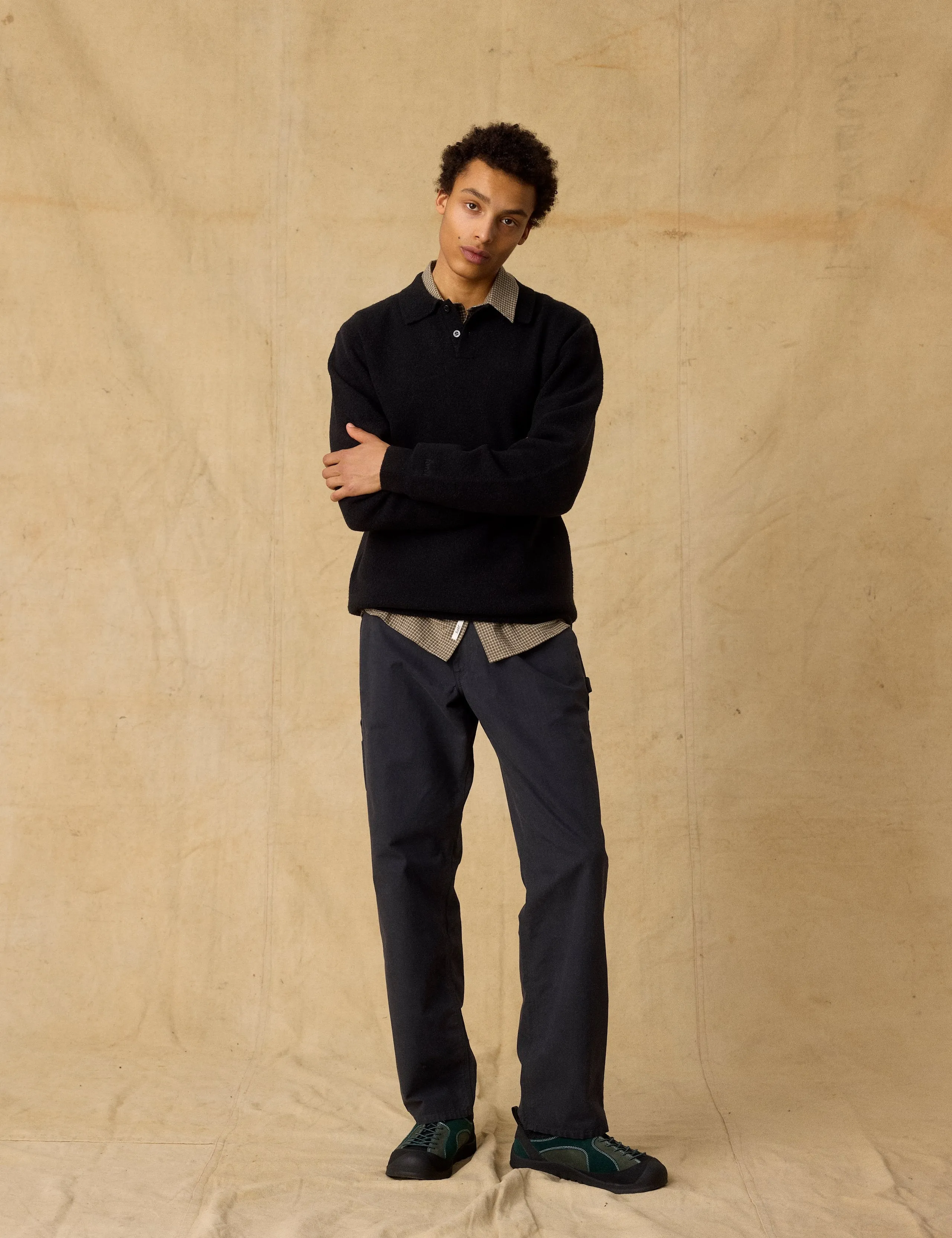 TIMBER BRUSHED POLO KNIT - BLACK sold by Foret product image thumbnail 2