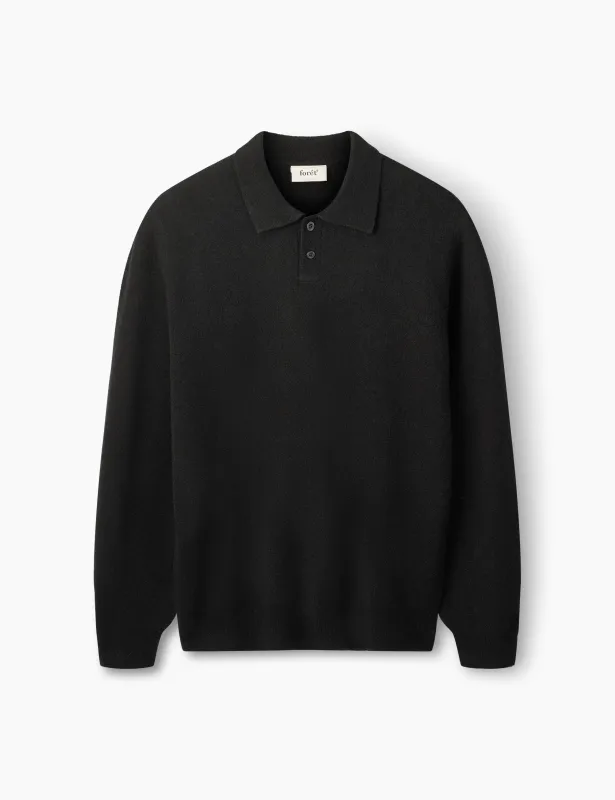 TIMBER BRUSHED POLO KNIT - BLACK sold by Foret