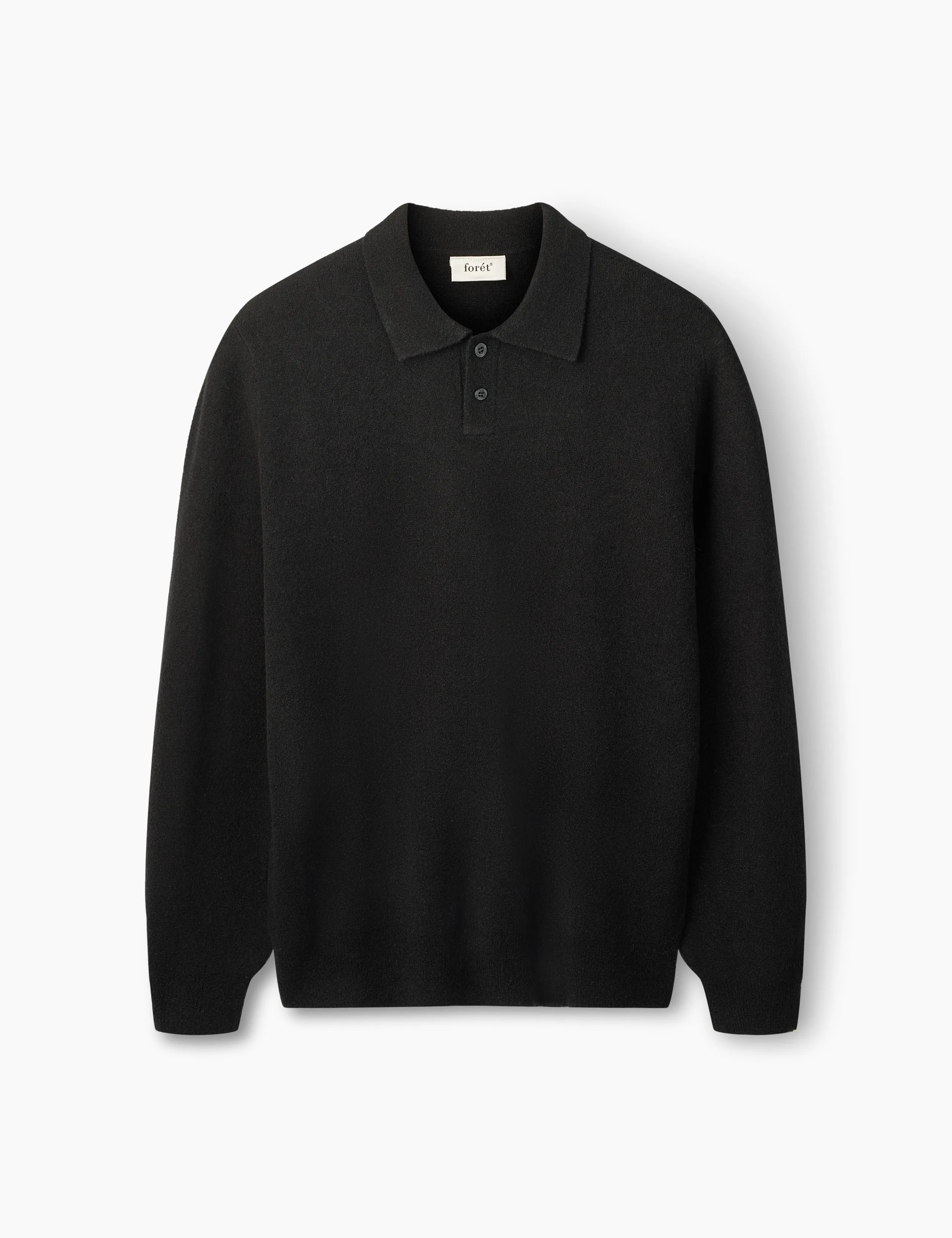TIMBER BRUSHED POLO KNIT - BLACK sold by Foret