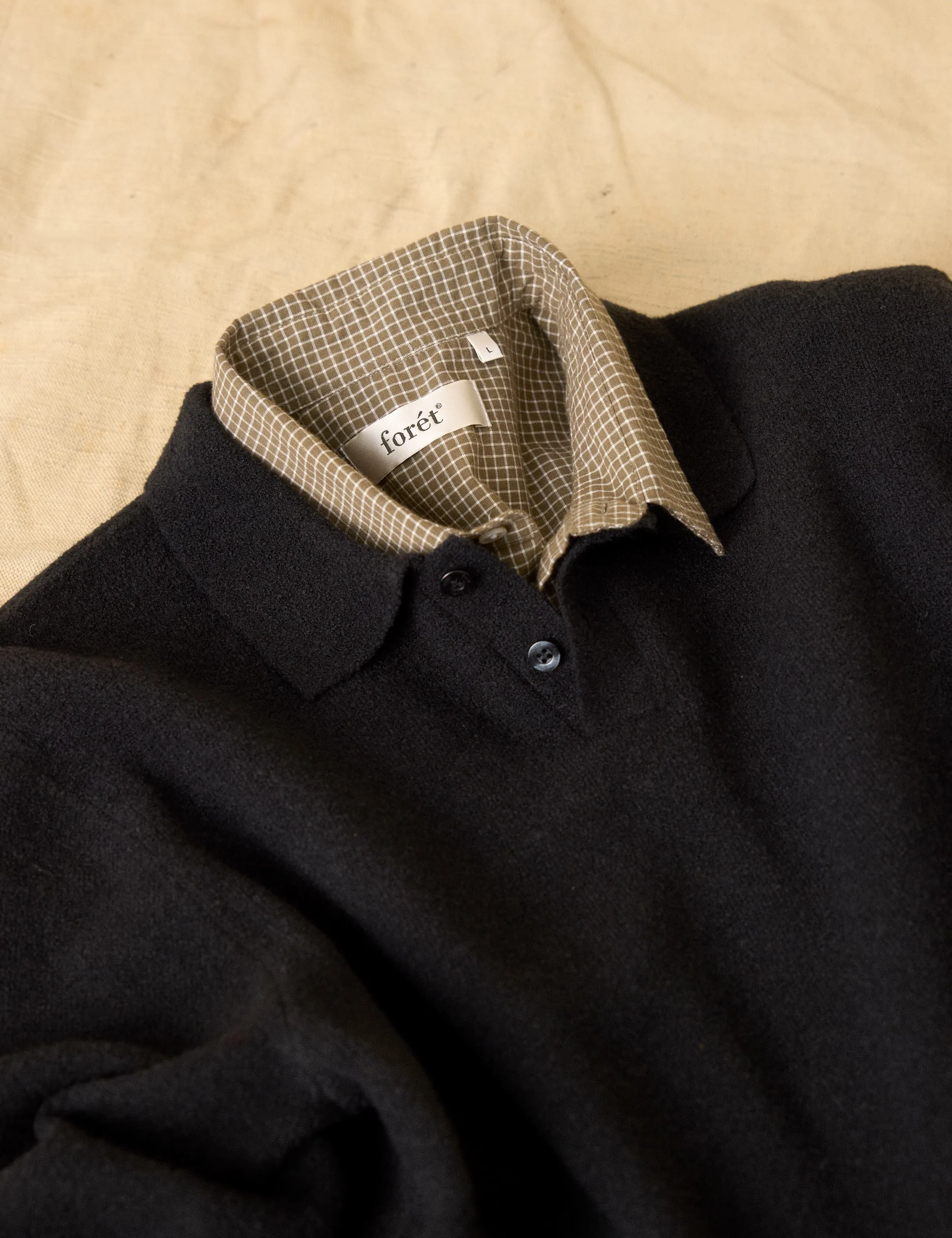 TIMBER BRUSHED POLO KNIT - BLACK sold by Foret product image thumbnail 5