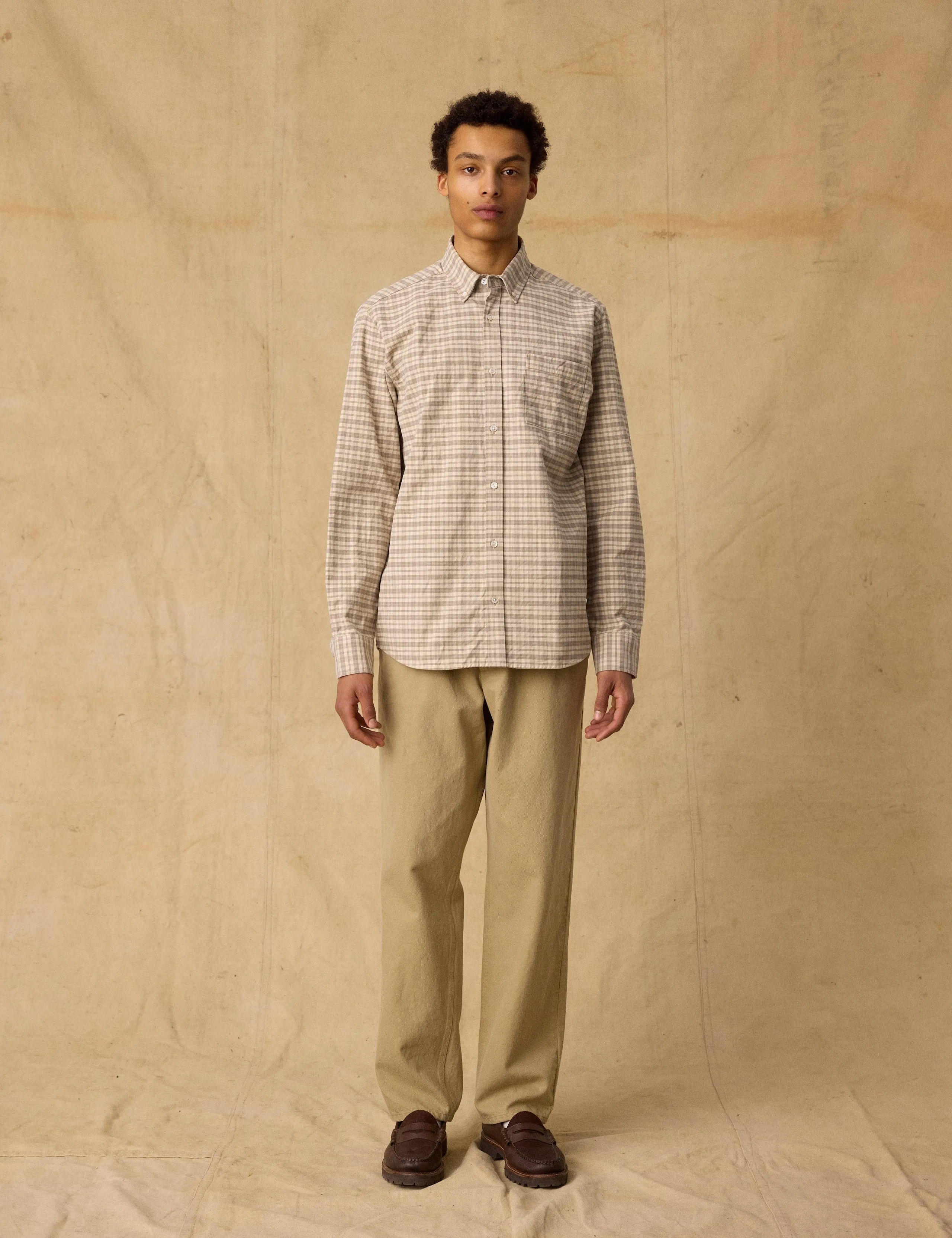 CREEK HEAVY FLANNEL CHECK SHIRT - KHAKI sold by Foret product image thumbnail 2
