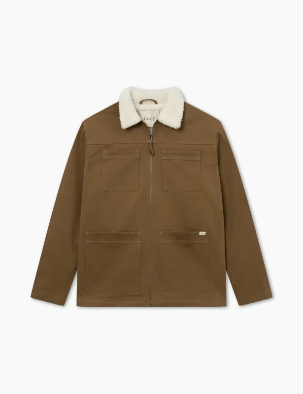BEECH SHERPA TWILL JACKET - KHAKI/CLOUD made by Foret