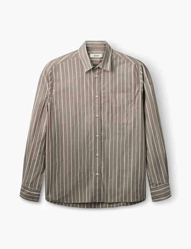 MAPLE REGULAR FIT POPLIN SHIRT - BROWN STRIPE made by Foret