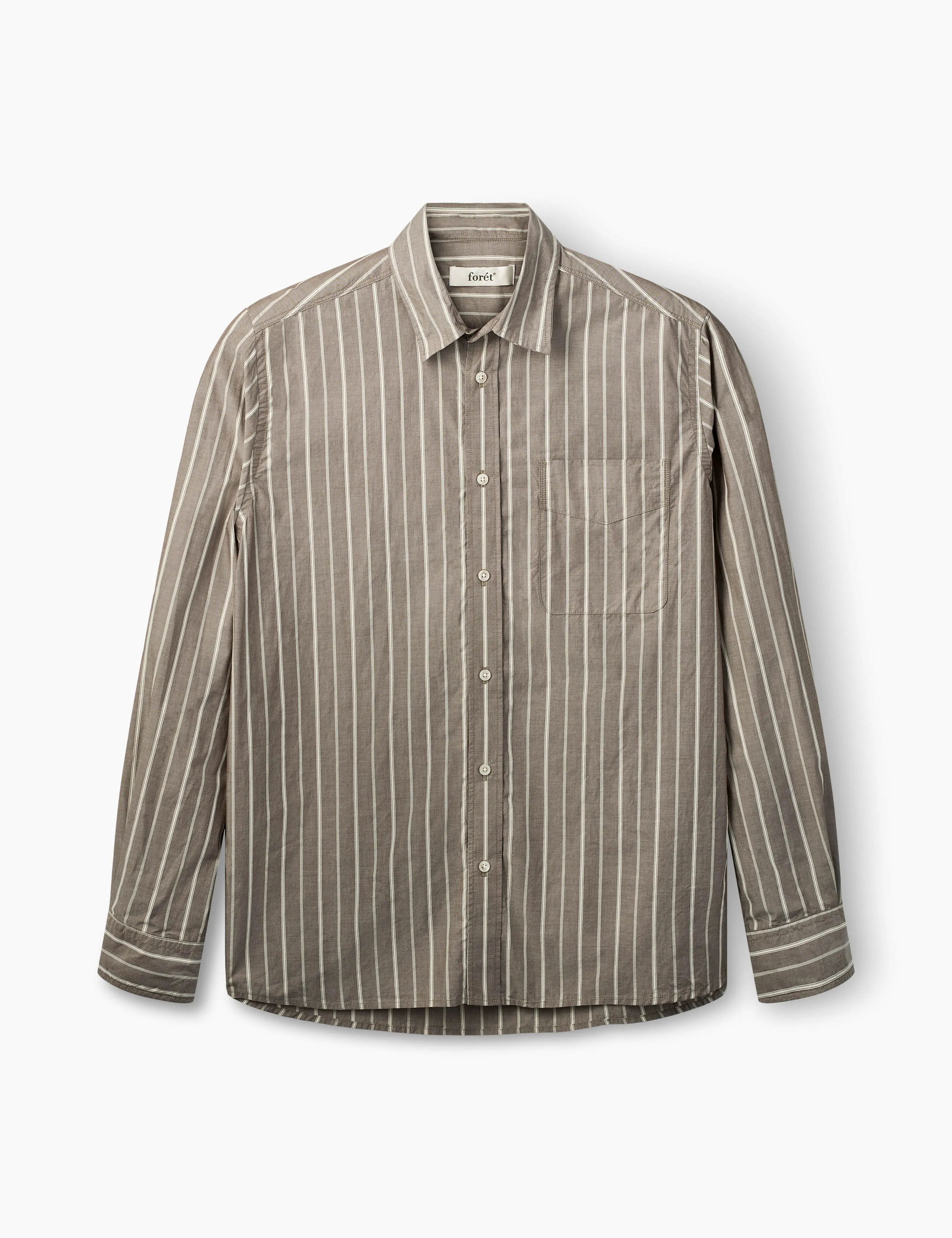 MAPLE REGULAR FIT POPLIN SHIRT - BROWN STRIPE sold by Foret