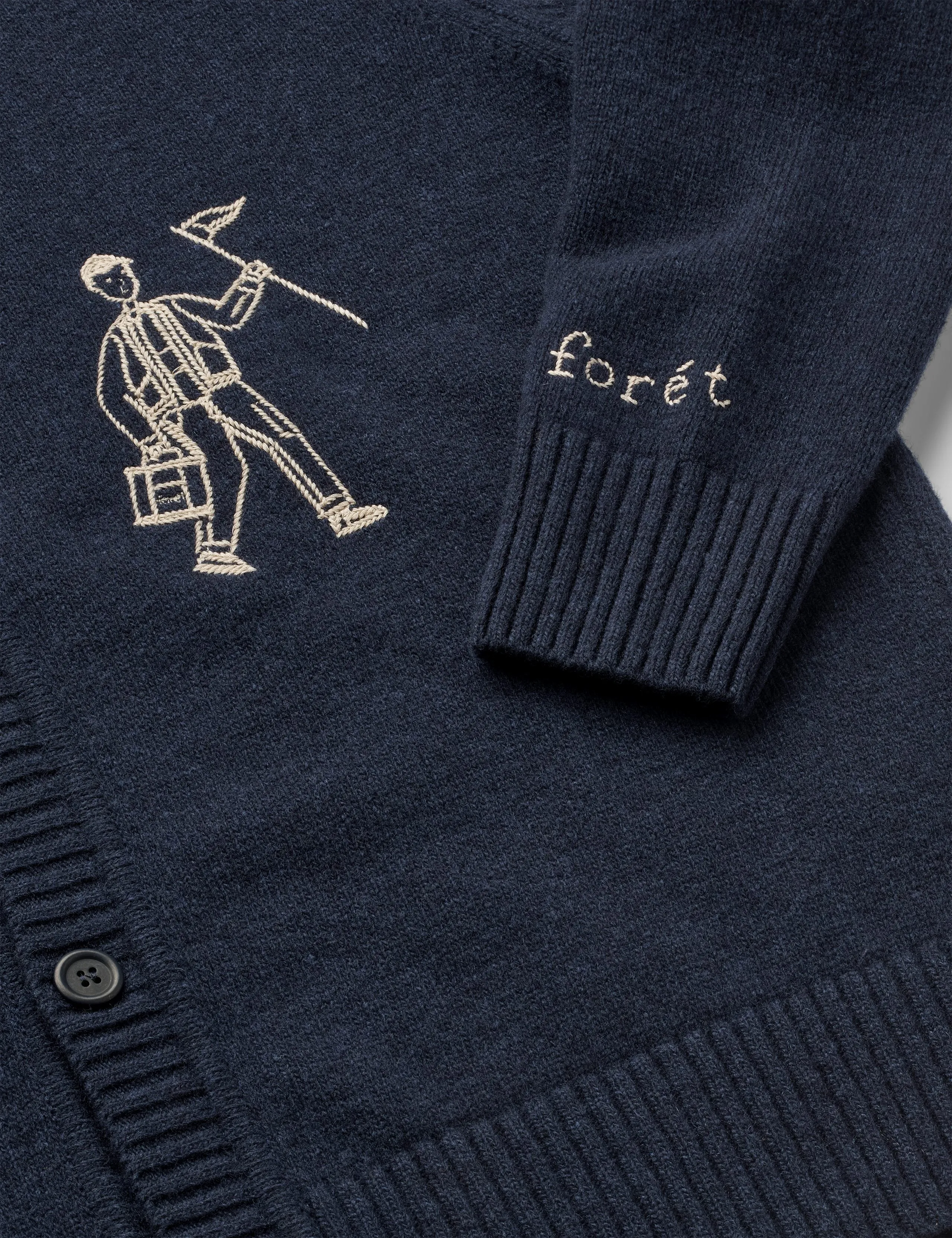 BIRD EMBROIDERY KNIT JACKET - NAVY sold by Foret product image thumbnail 4