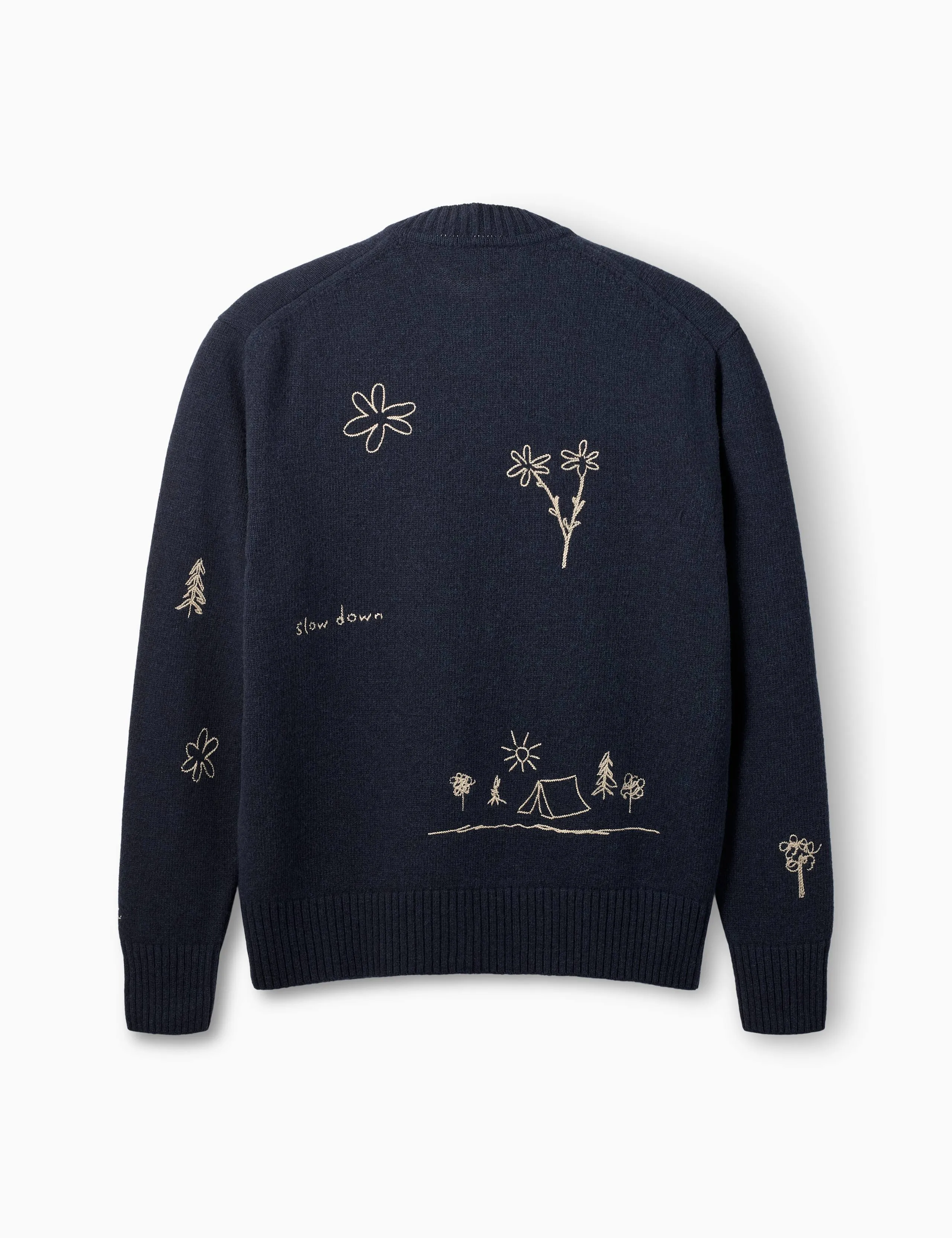 BIRD EMBROIDERY KNIT JACKET - NAVY sold by Foret product image thumbnail 5