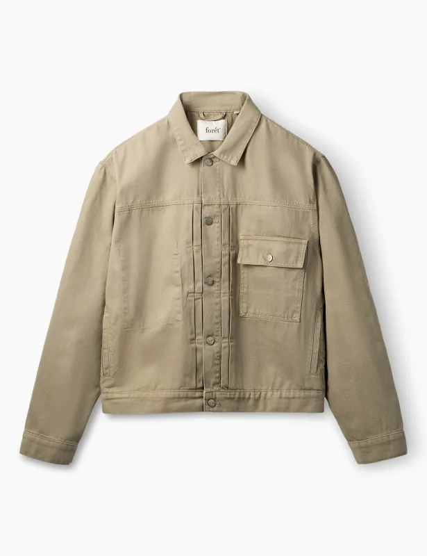 HAZY TWILL JACKET - LIGHT TAUPE sold by Foret