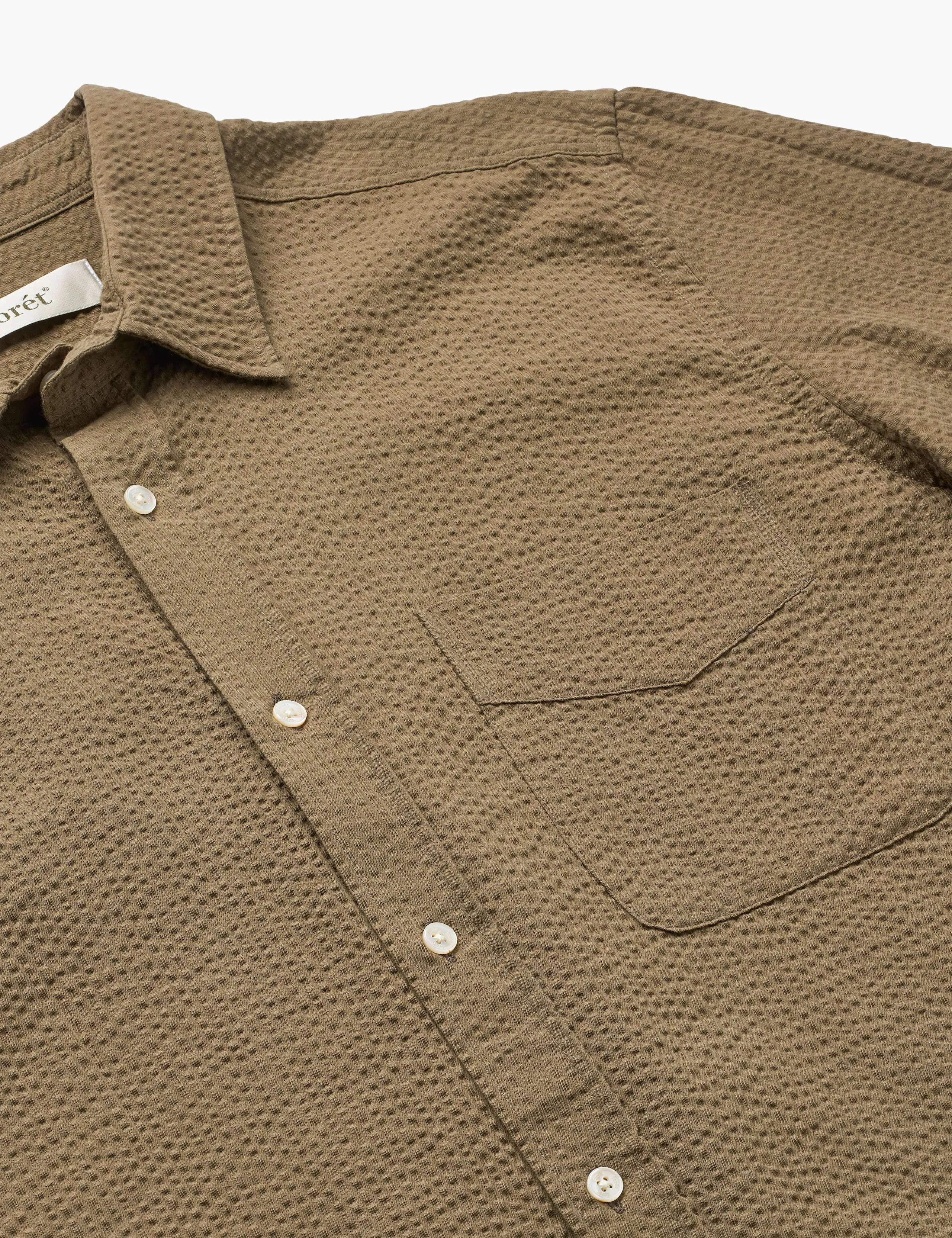 MAPLE REGULAR FIT SEERSUCKER SHIRT - STONE sold by Foret product image thumbnail 2