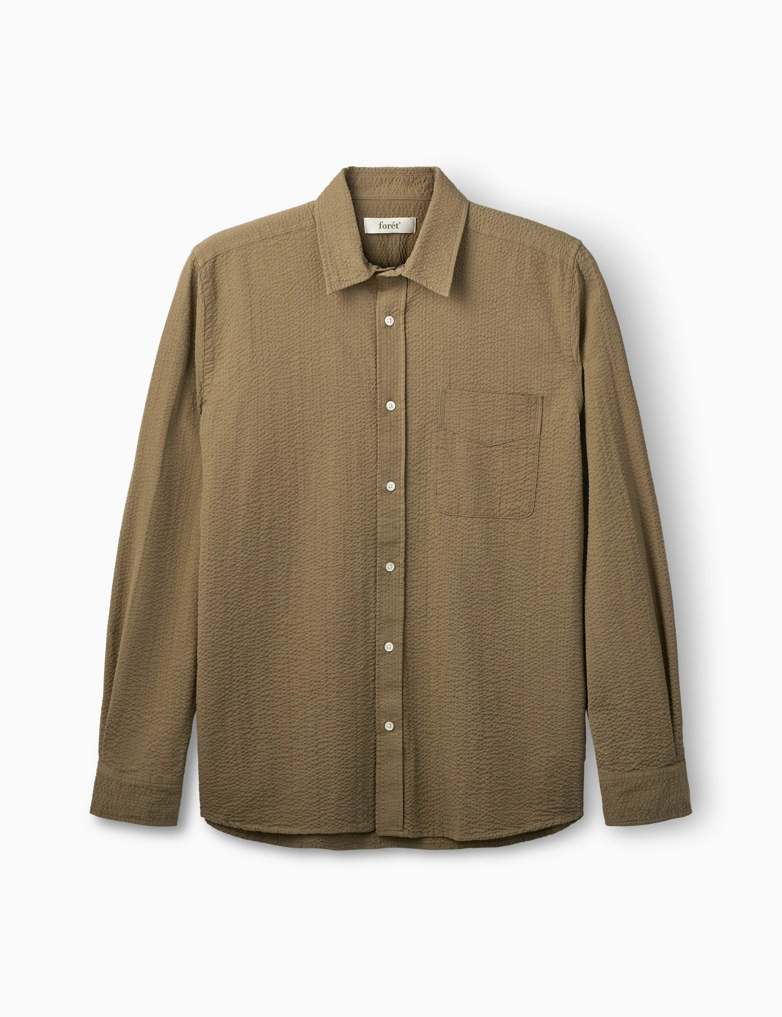 MAPLE REGULAR FIT SEERSUCKER SHIRT - STONE sold by Foret