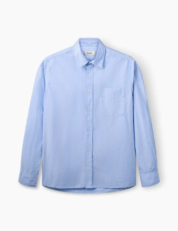 MAPLE REGULAR FIT POPLIN SHIRT - BLUE STRIPE made by Foret