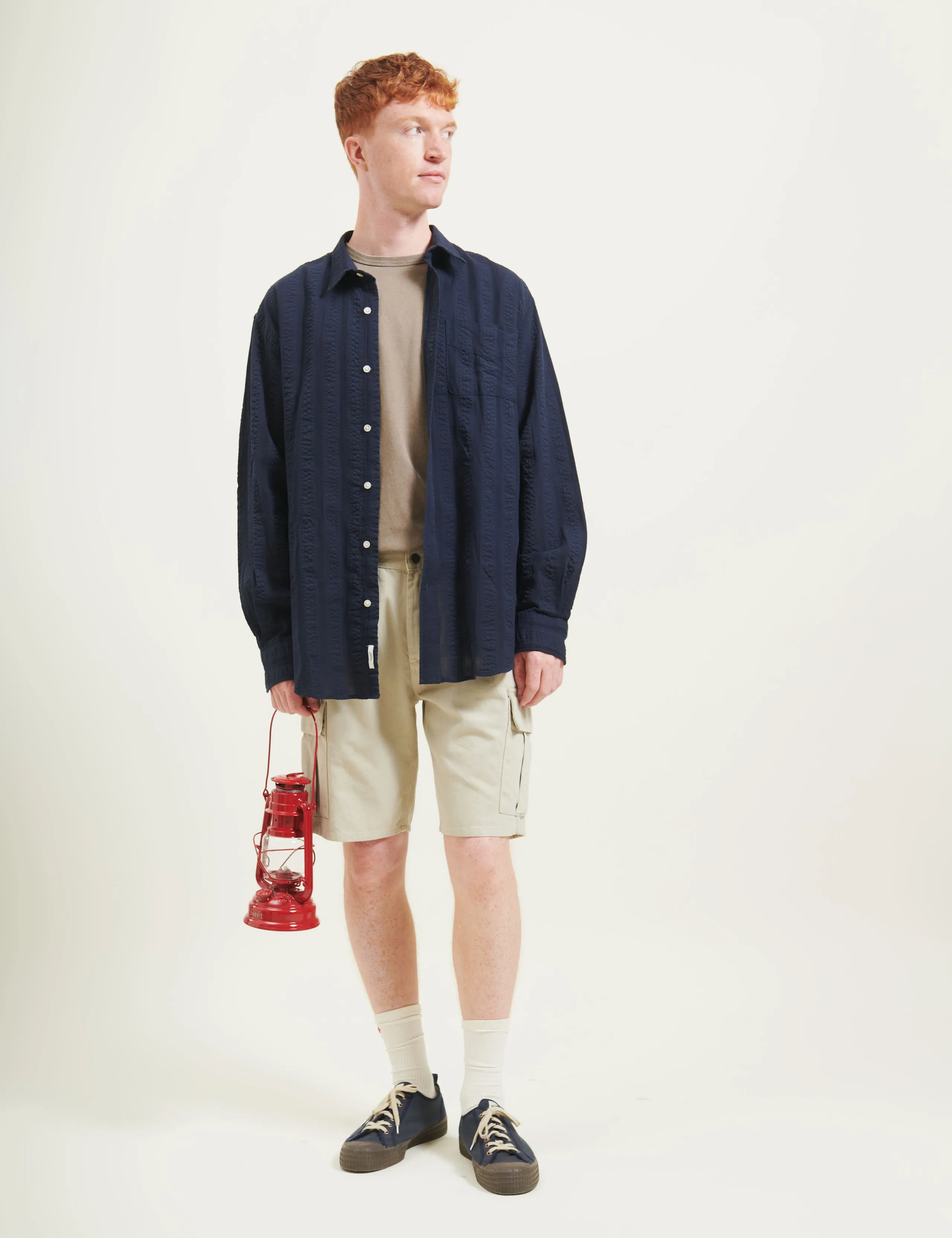 SCOUT RELAXED FIT JACQUARD STRIPE SHIRT - NAVY sold by Foret product image thumbnail 3