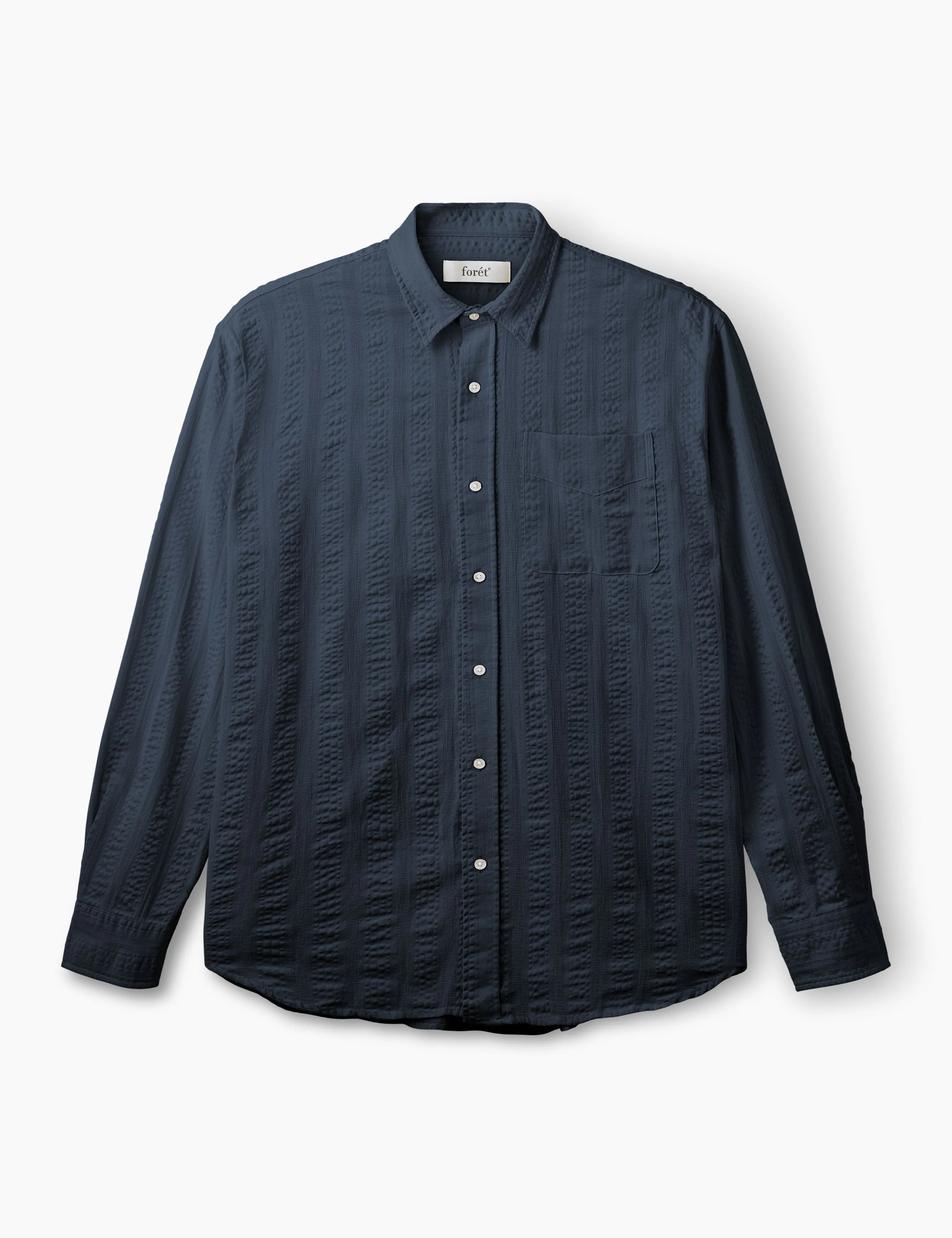 SCOUT RELAXED FIT JACQUARD STRIPE SHIRT - NAVY sold by Foret