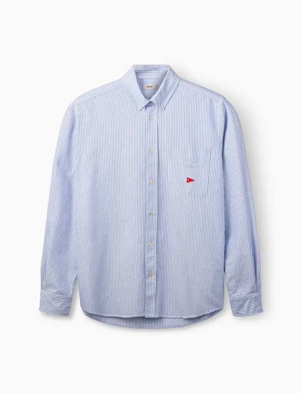 FLAG REGULAR FIT POCKET OXFORD SHIRT - BLUE STRIPE sold by Foret