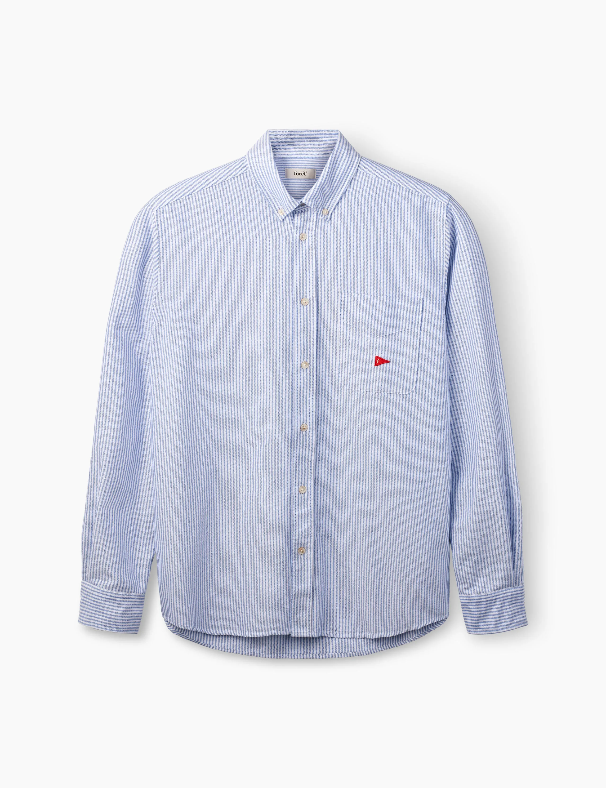 FLAG REGULAR FIT POCKET OXFORD SHIRT - BLUE STRIPE sold by Foret