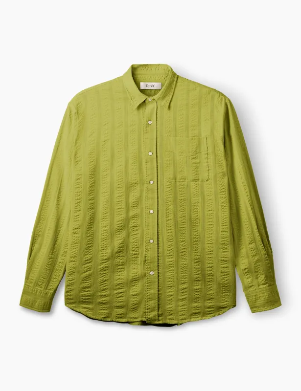 SCOUT RELAXED FIT JACQUARD STRIPE SHIRT - MOSS sold by Foret