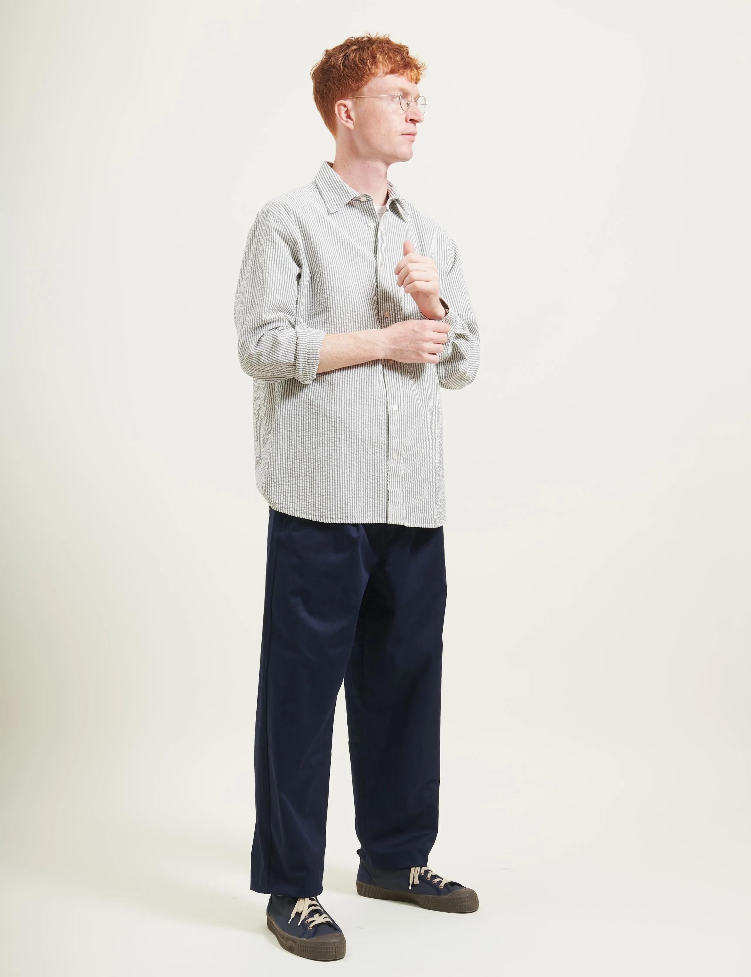 MAPLE REGULAR FIT SEERSUCKER SHIRT - LIGHT BLUE/STRIPE sold by Foret product image thumbnail 2