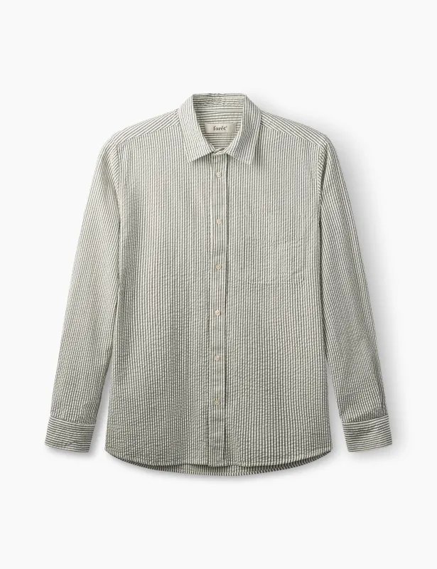 MAPLE REGULAR FIT SEERSUCKER SHIRT - LIGHT BLUE/STRIPE sold by Foret
