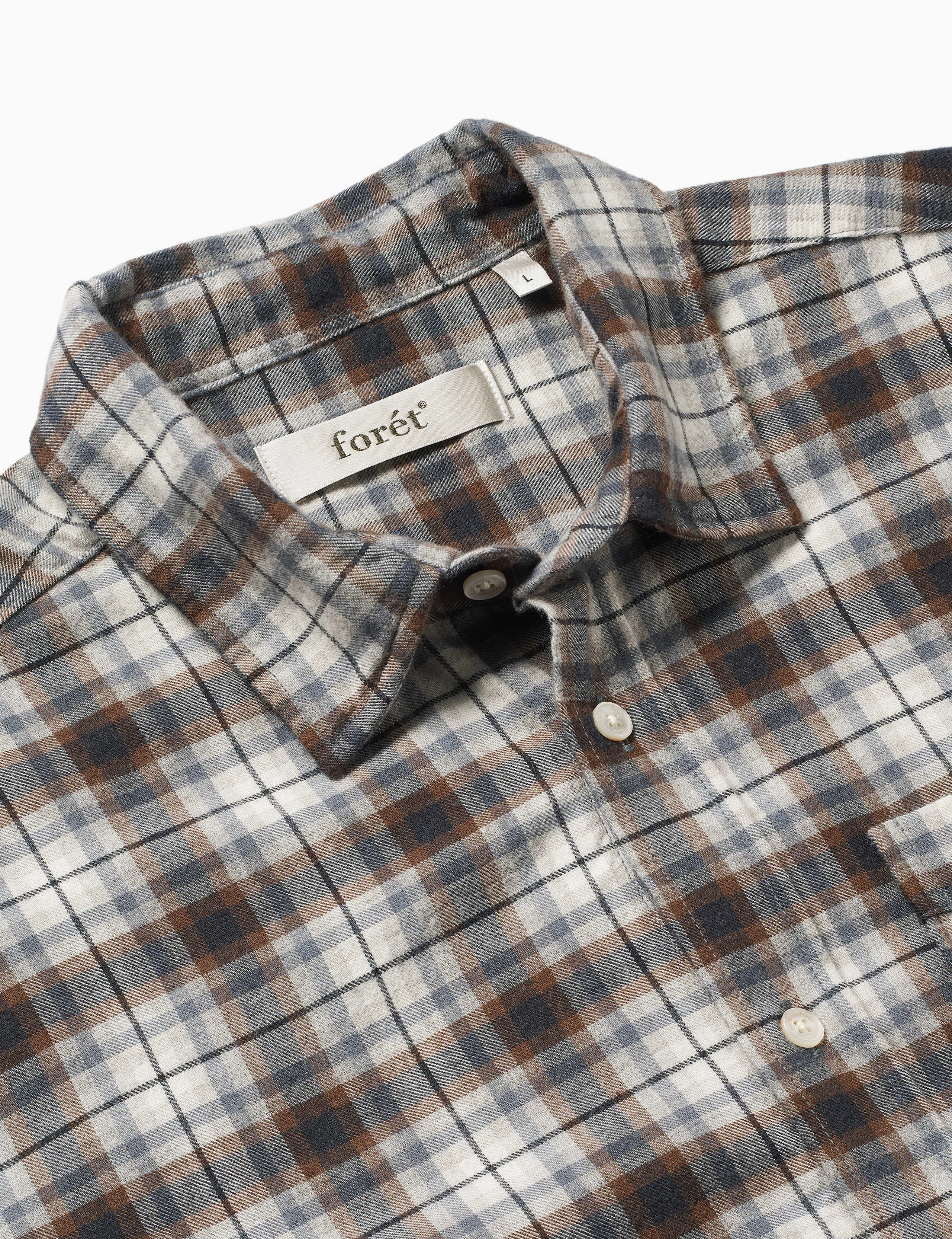 CREEK CHECK SHIRT - BROWN/GREY CHECK sold by Foret product image thumbnail 2