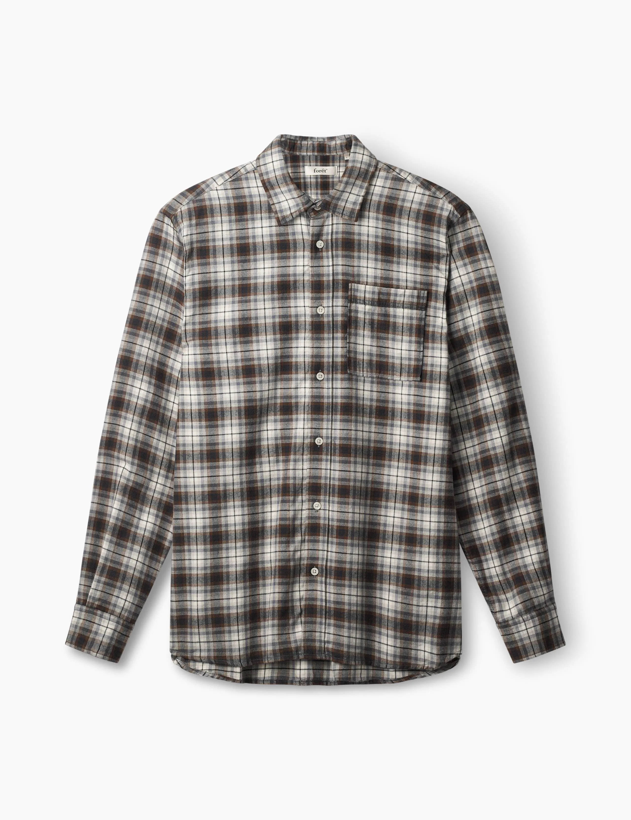 CREEK CHECK SHIRT - BROWN/GREY CHECK sold by Foret