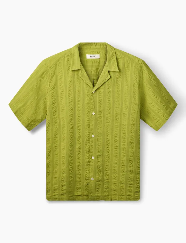 PEER JACQUARD STRIPE REGULAR FIT SS SHIRT - MOSS sold by Foret