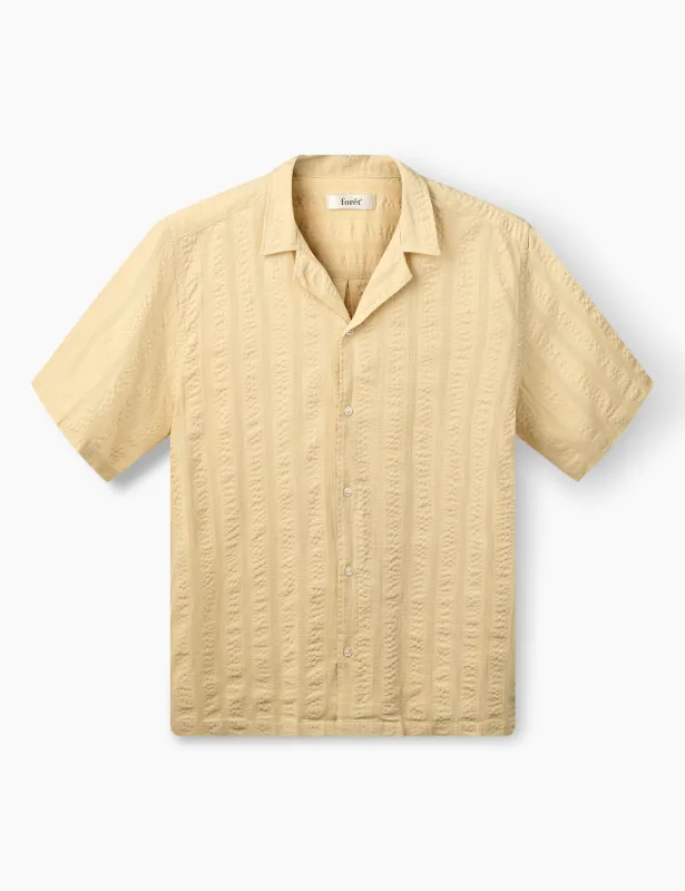 PEER JACQUARD STRIPE REGULAR FIT SS SHIRT - VINTAGE YELLOW made by Foret