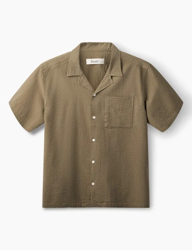PEER SEERSUCKER REGULAR FIT SS SHIRT - STONE sold by Foret