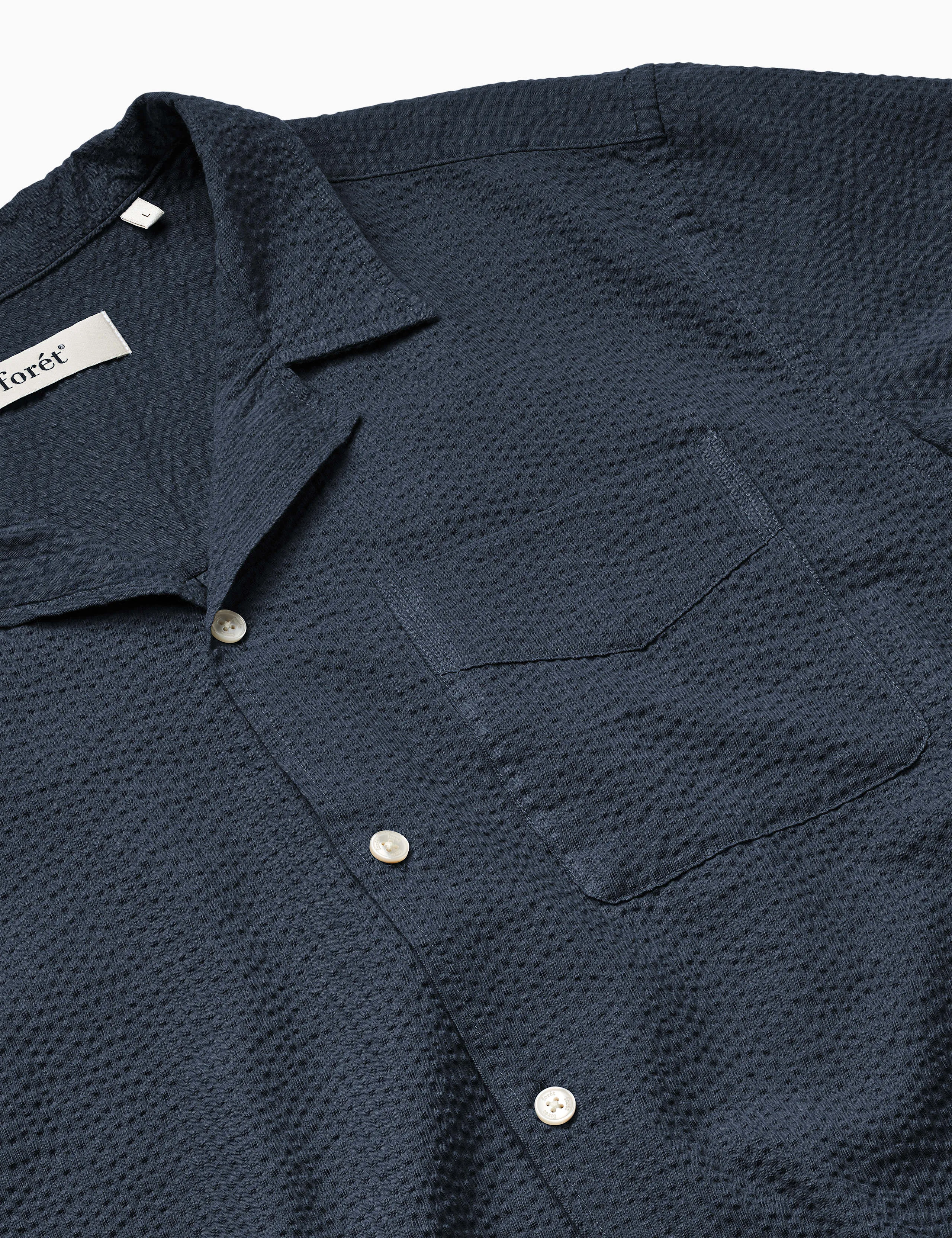 PEER SEERSUCKER REGULAR FIT SS SHIRT - NAVY sold by Foret product image thumbnail 2