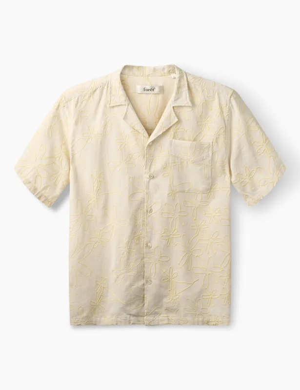 PEER EMBROIDERY REGULAR FIT SS SHIRT - OFF WHITE sold by Foret