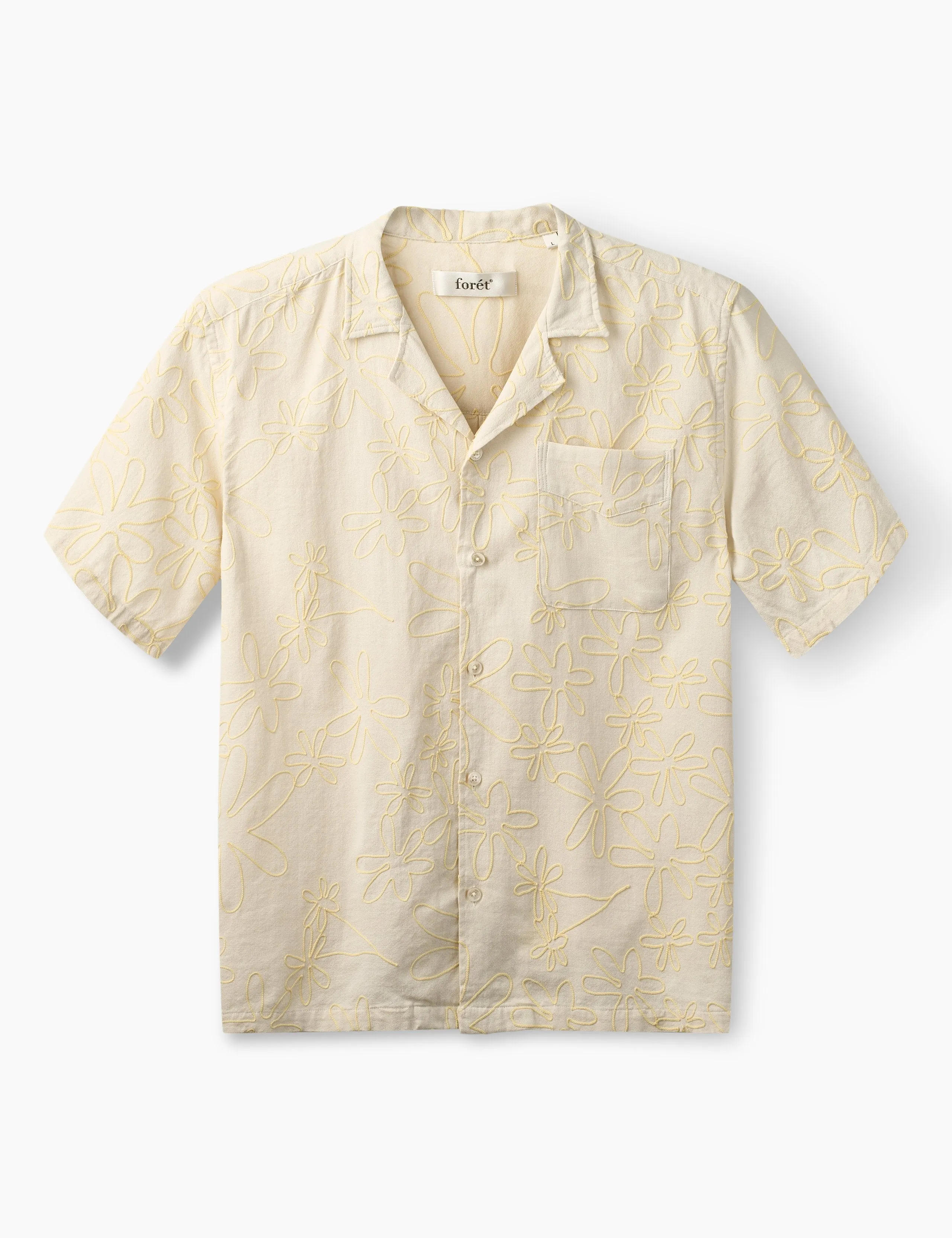 PEER EMBROIDERY REGULAR FIT SS SHIRT - OFF WHITE sold by Foret