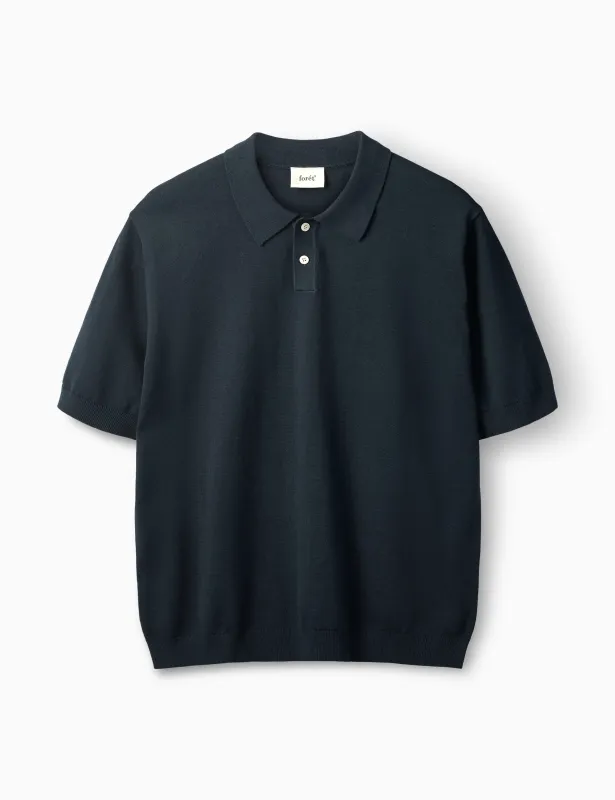 SEA COTTON LINEN SS POLO - NAVY made by Foret