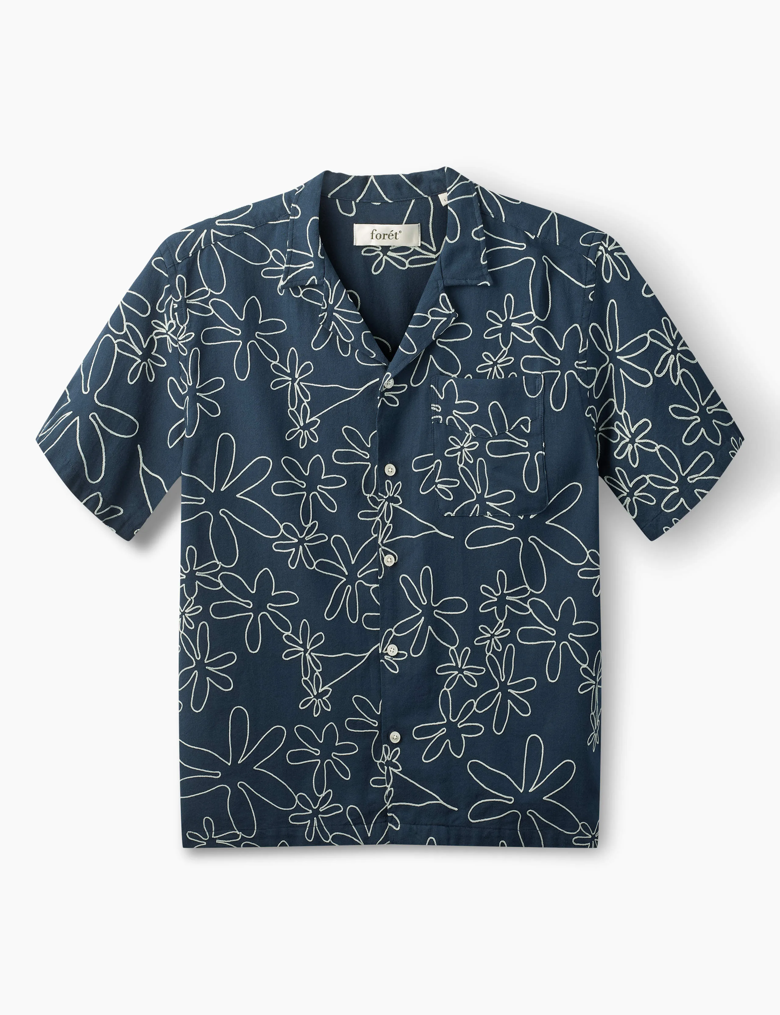 PEER EMBROIDERY REGULAR FIT SS SHIRT - NAVY sold by Foret