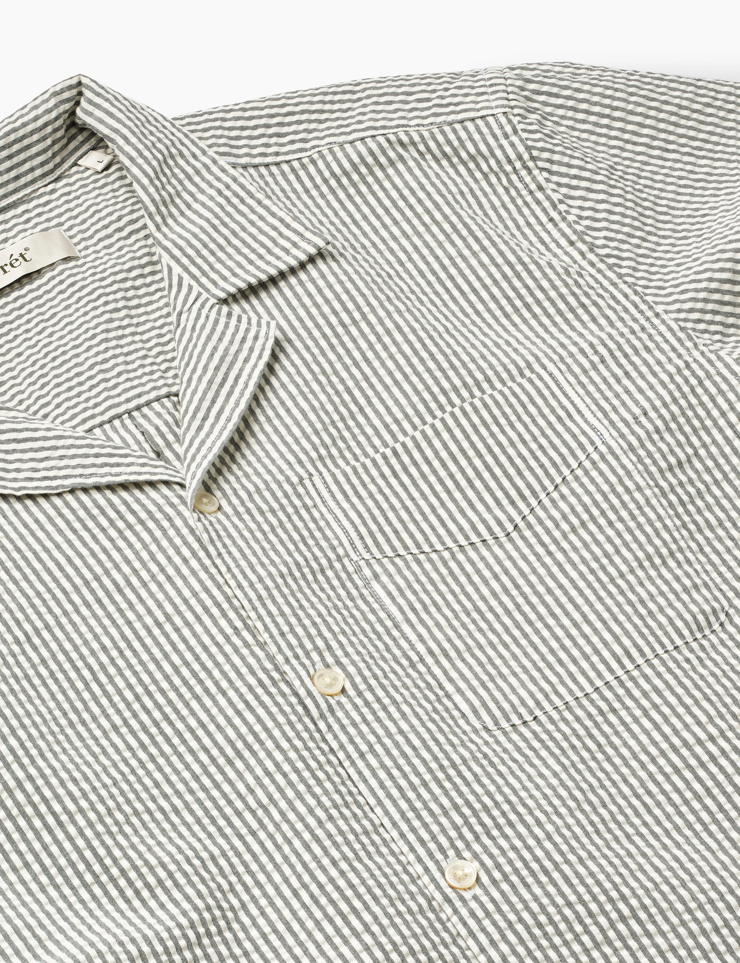 PEER SEERSUCKER REGULAR FIT SS SHIRT - LIGHT BLUE/STRIPE sold by Foret product image thumbnail 2