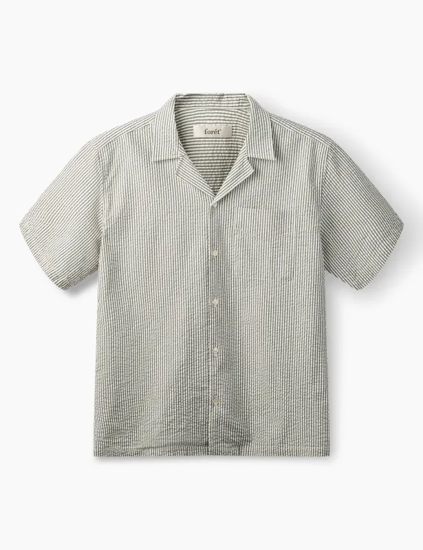 PEER SEERSUCKER REGULAR FIT SS SHIRT - LIGHT BLUE/STRIPE sold by Foret