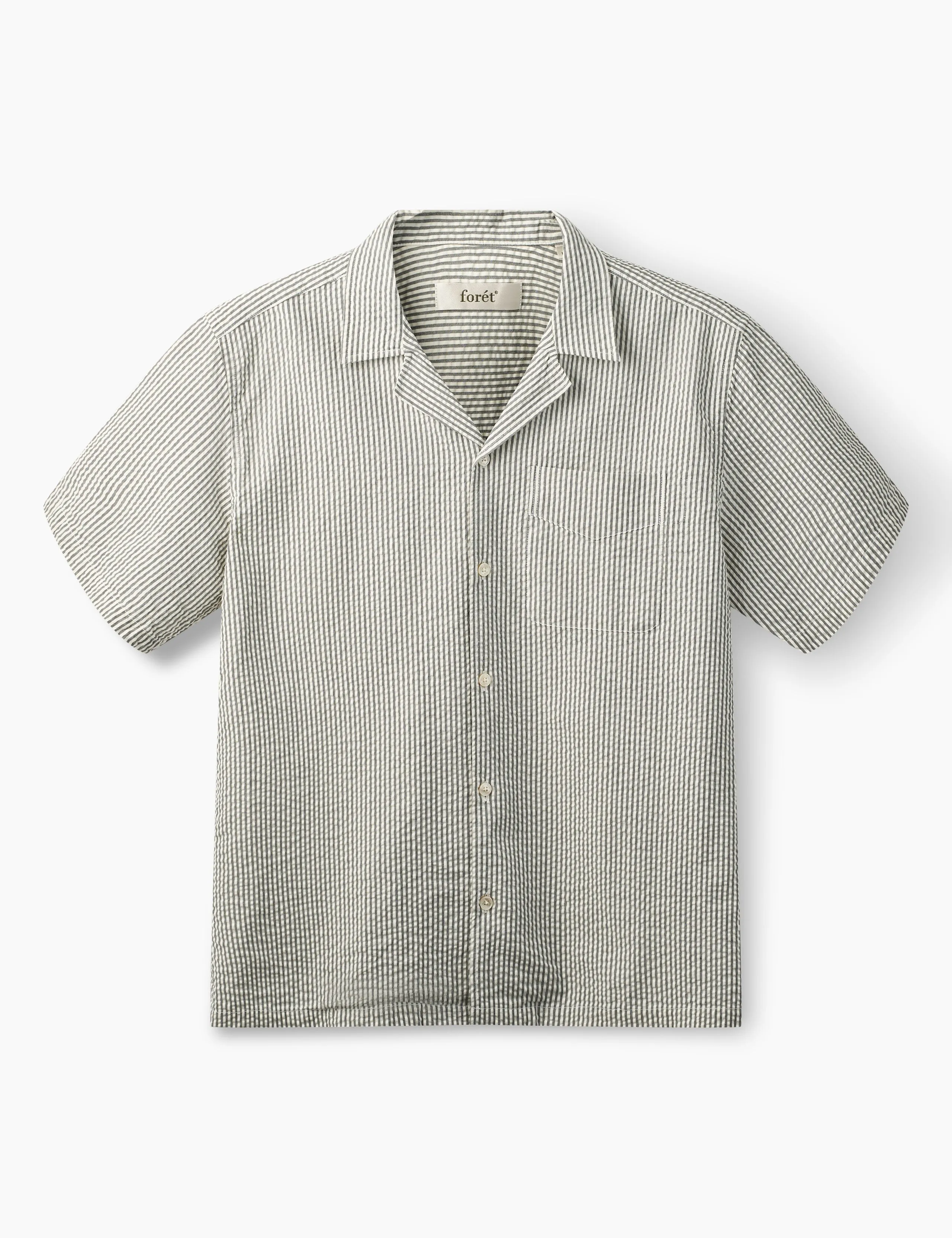 PEER SEERSUCKER REGULAR FIT SS SHIRT - LIGHT BLUE/STRIPE sold by Foret