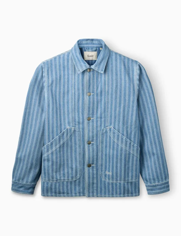 BERRY DENIM OVERSHIRT - STRIPED DENIM made by Foret