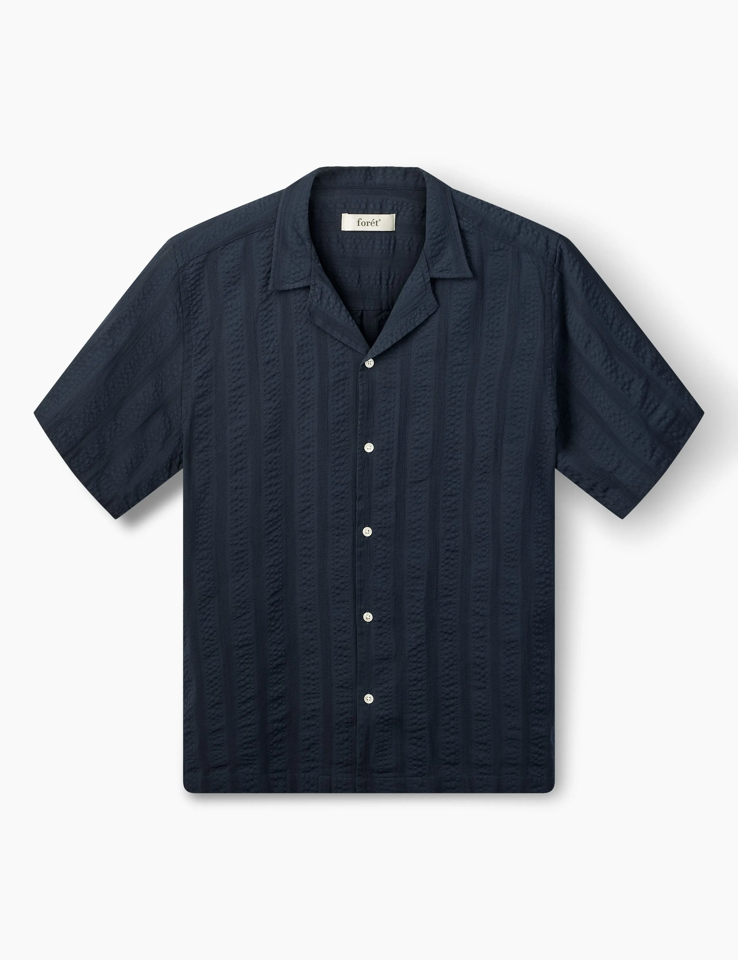 PEER JACQUARD STRIPE REGULAR FIT SS SHIRT - NAVY sold by Foret