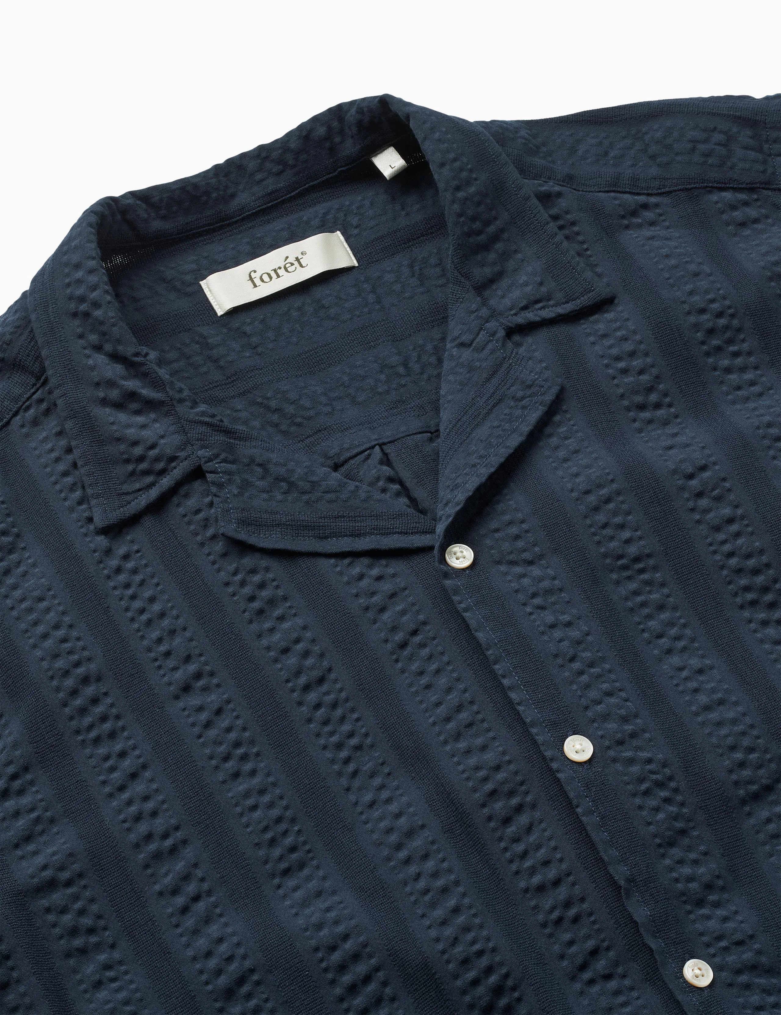 PEER JACQUARD STRIPE REGULAR FIT SS SHIRT - NAVY sold by Foret product image thumbnail 2