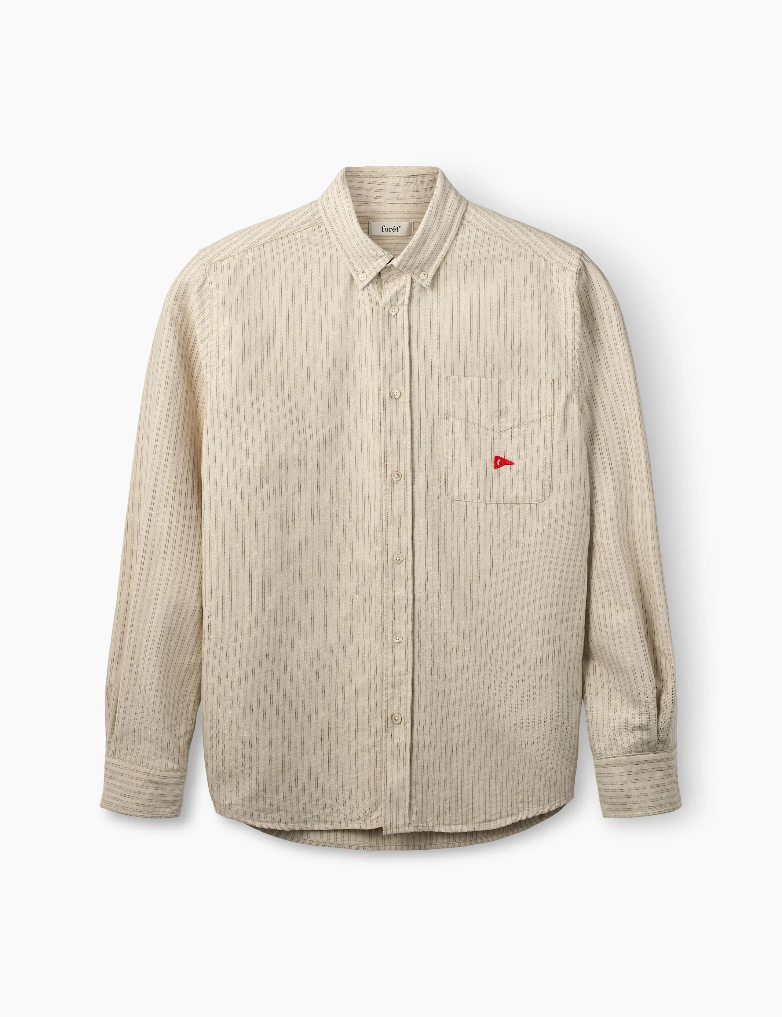 FLAG REGULAR FIT POCKET OXFORD SHIRT - TAUPE STRIPE sold by Foret