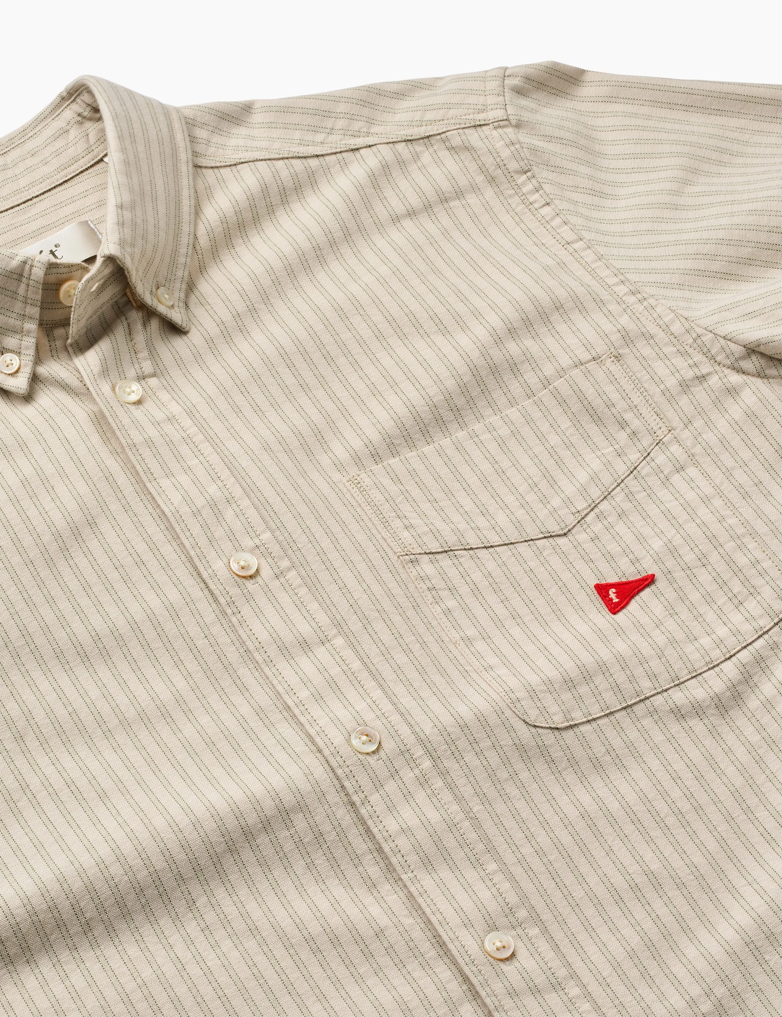 FLAG REGULAR FIT POCKET OXFORD SHIRT - TAUPE STRIPE sold by Foret product image thumbnail 4