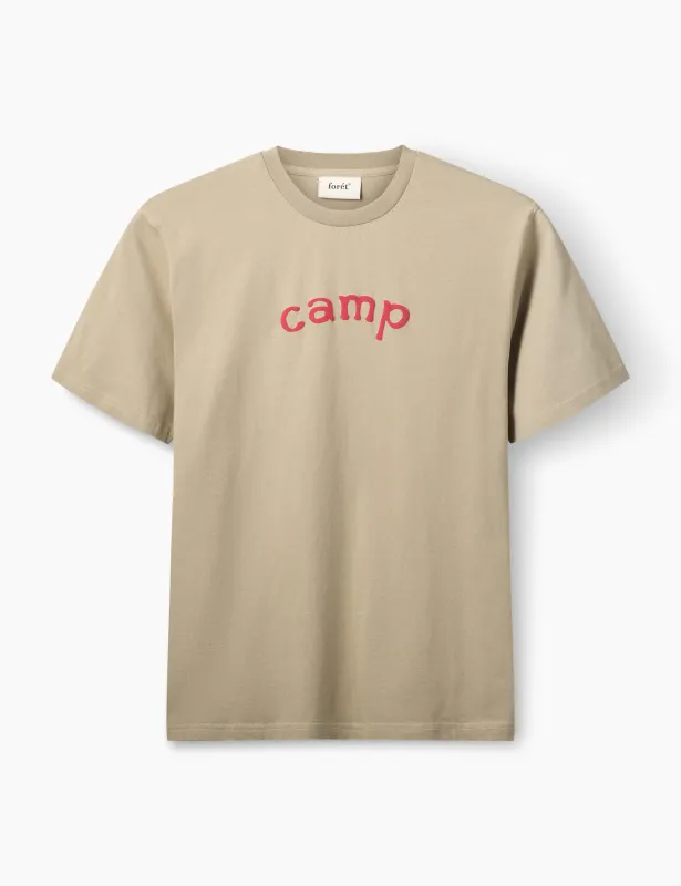 CAMP T-SHIRT - LIGHT TAUPE/VINTAGE RED made by Foret