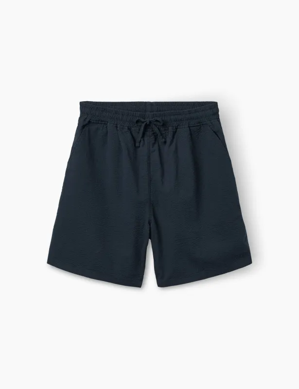 HUSH SEERSUCKER SHORTS - NAVY made by Foret