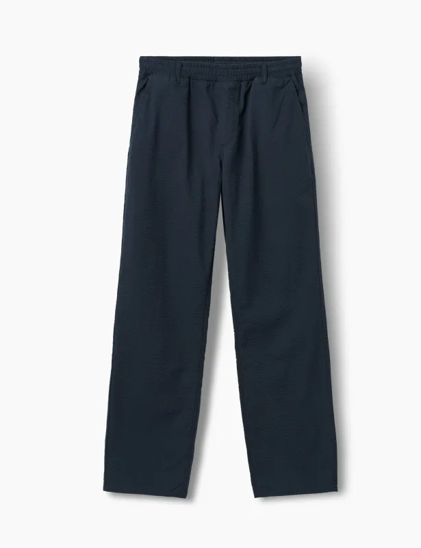 CALM SEERSUCKER PANTS - NAVY sold by Foret