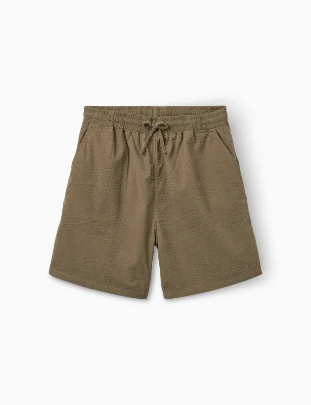 HUSH SEERSUCKER SHORTS - STONE made by Foret