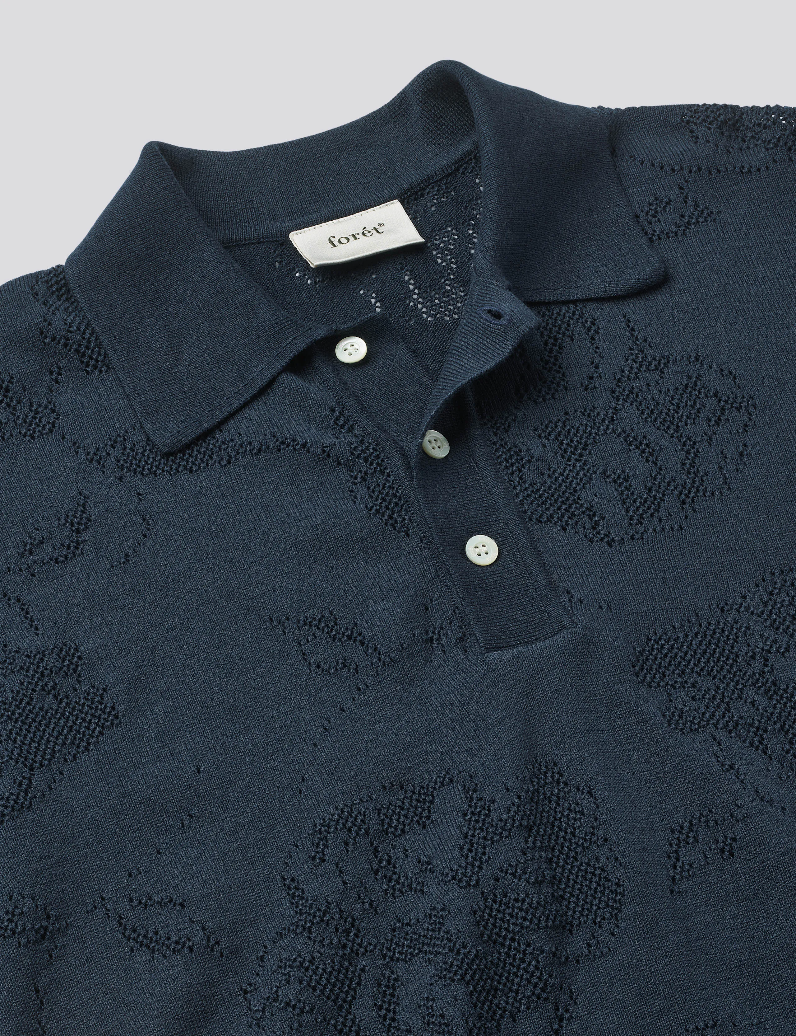 CALYX JACQUARD KNIT POLO - NAVY sold by Foret product image thumbnail 2