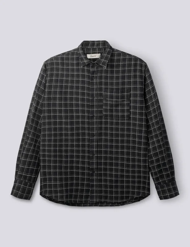 SCOUT RELAXED FIT LOOSE WEAVE CHECK SHIRT - BLACK CHECK made by Foret